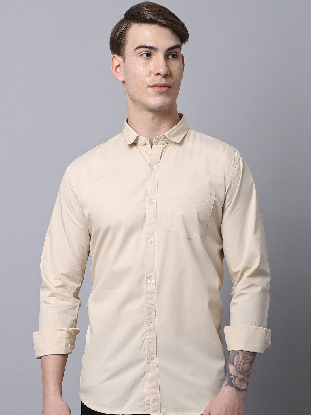Majestic Man trendy Casual Solid Shirt - Cream