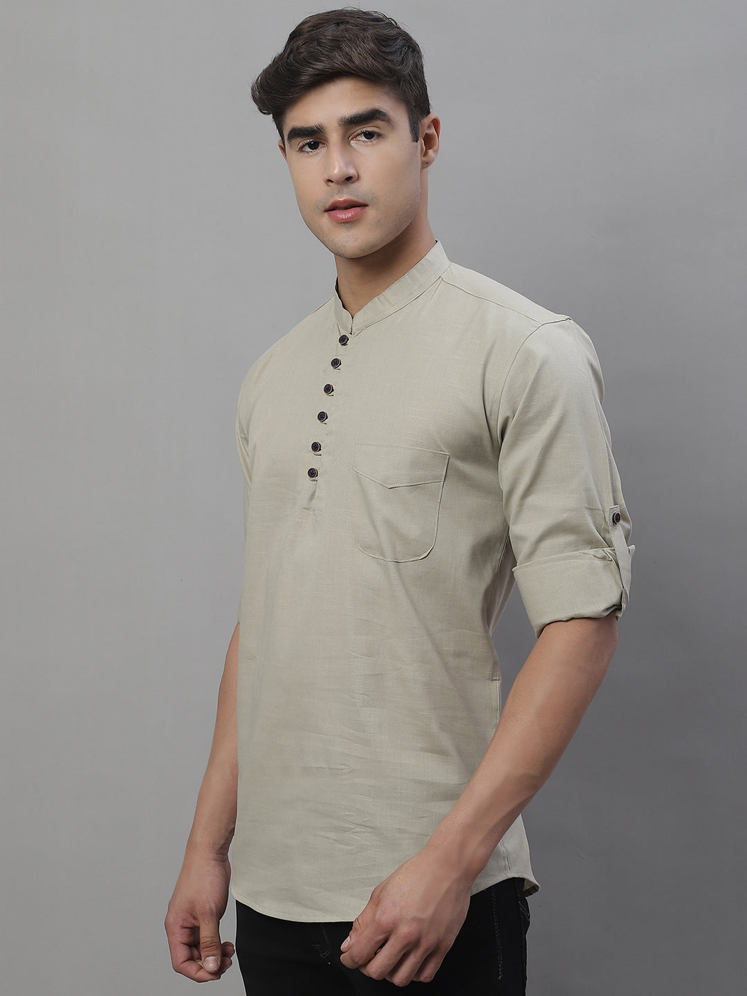 Pure Cotton timeless trendy Solid Kurta - Taupe