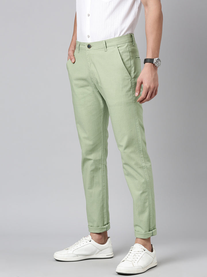 Majestic Man Regular Fit Solid Casual Trouser - Sage Green
