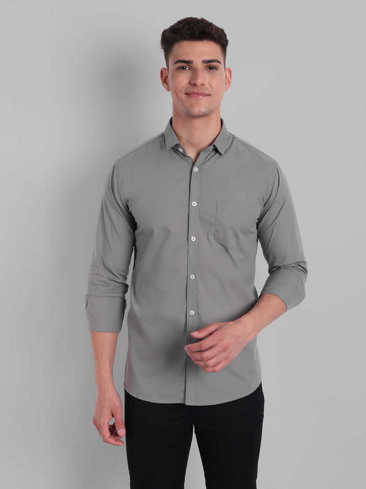 Groovy Pure Cotton Solid shirt - Grey