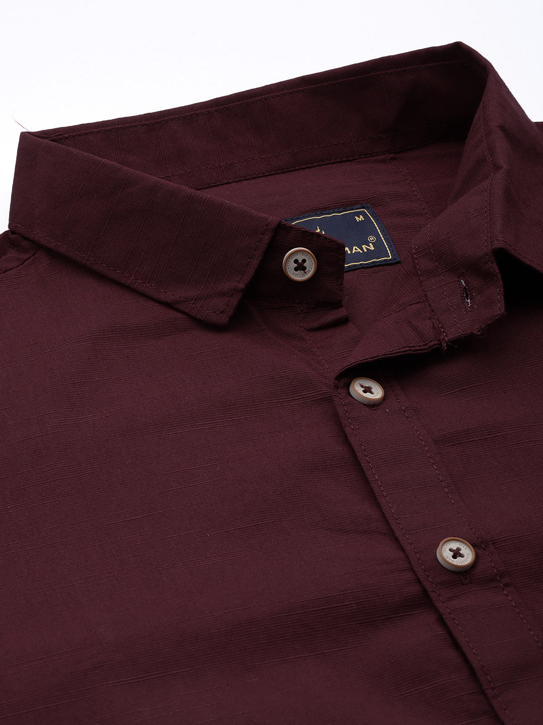 Pure Cotton Casual Men's Shirt - Wine