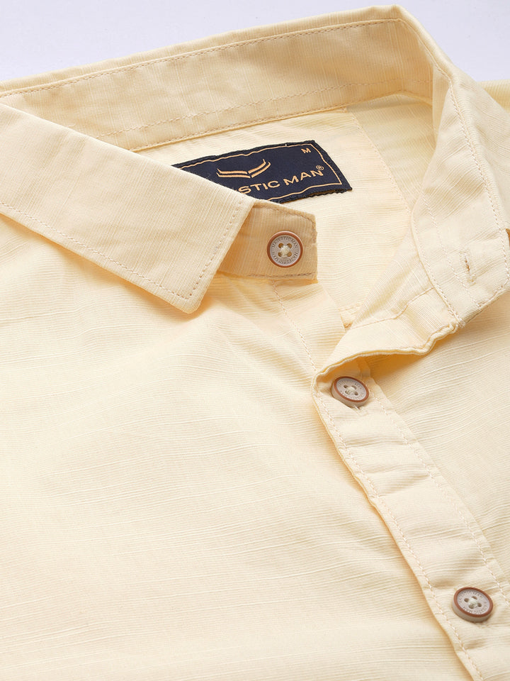 Pure Cotton Casual Men's Shirt - Lemon