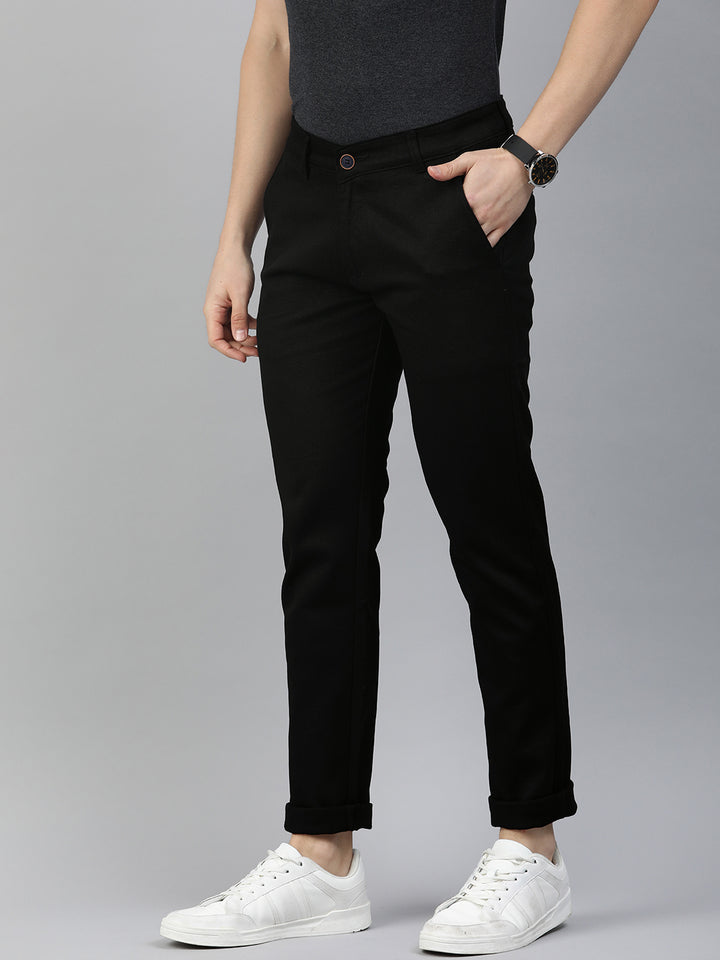 Majestic Man Casual textured Trouser - Black