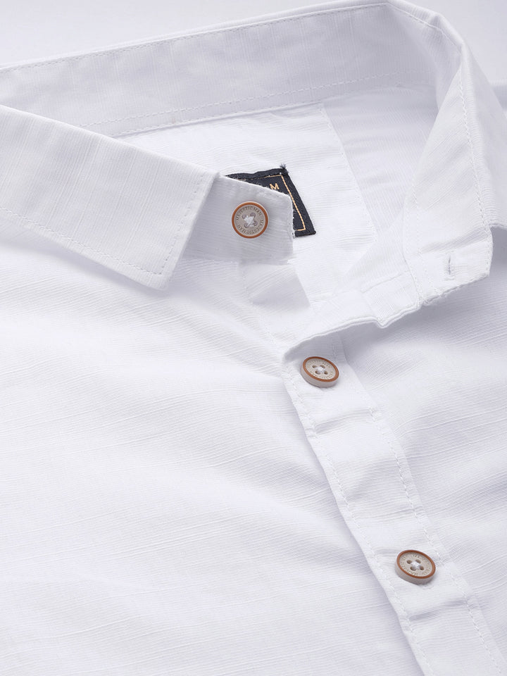 Pure Cotton Casual Men's Shirt - White