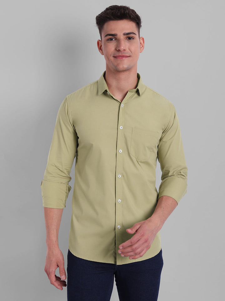 Groovy Pure Cotton Solid shirt - Beige
