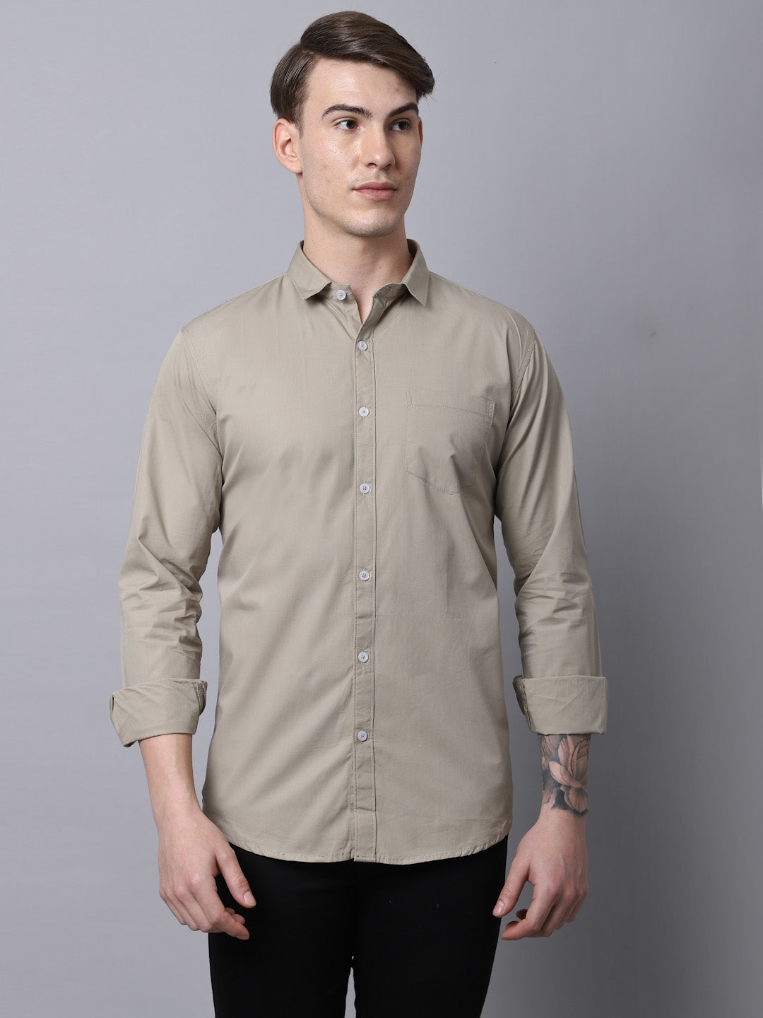 Majestic Man trendy Casual Solid Shirt - Beige