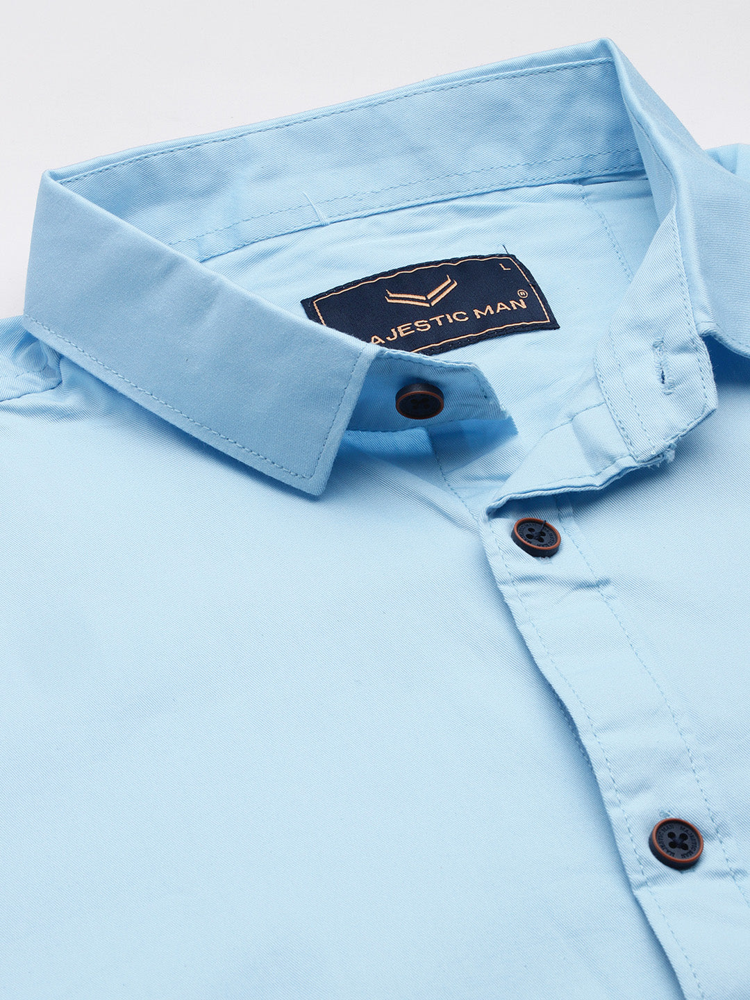 Majestic Man Comfort Slim Fit Solid Cotton Casual Shirt - Sky Blue