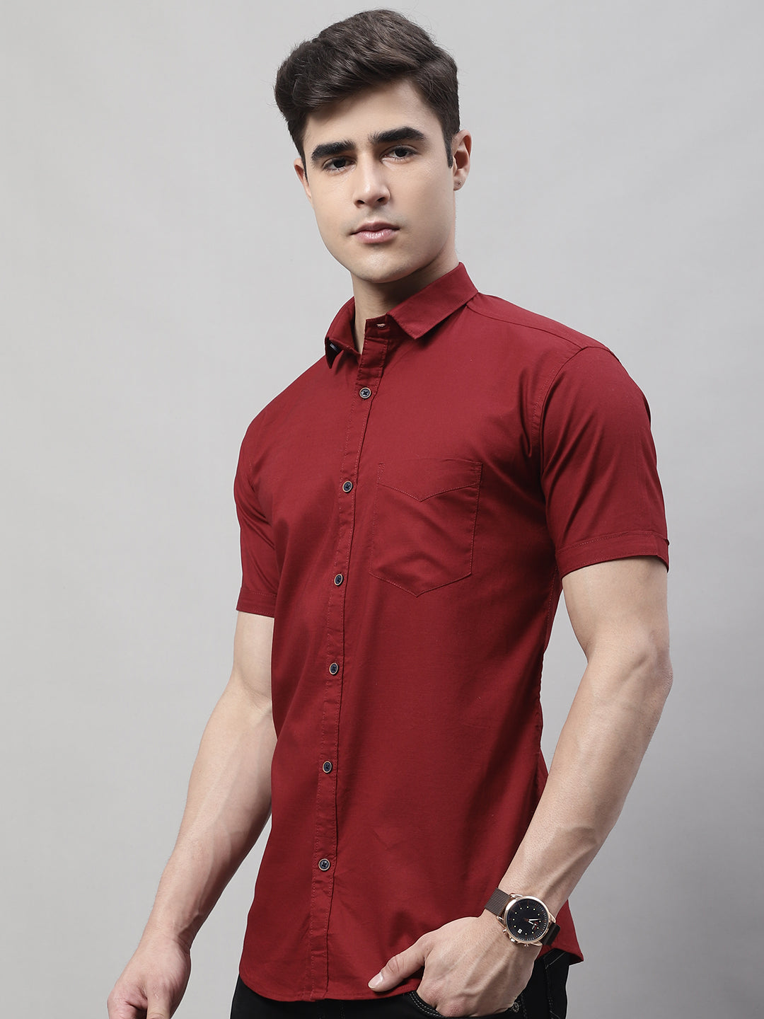 Unique and Fashionable Pure Cotton Half shirt - Maroon