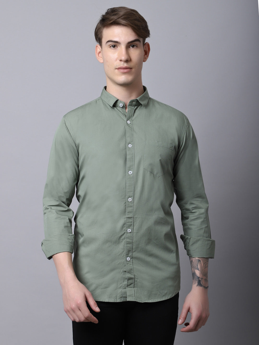 Majestic Man trendy Casual Solid Shirt - Dusty Green