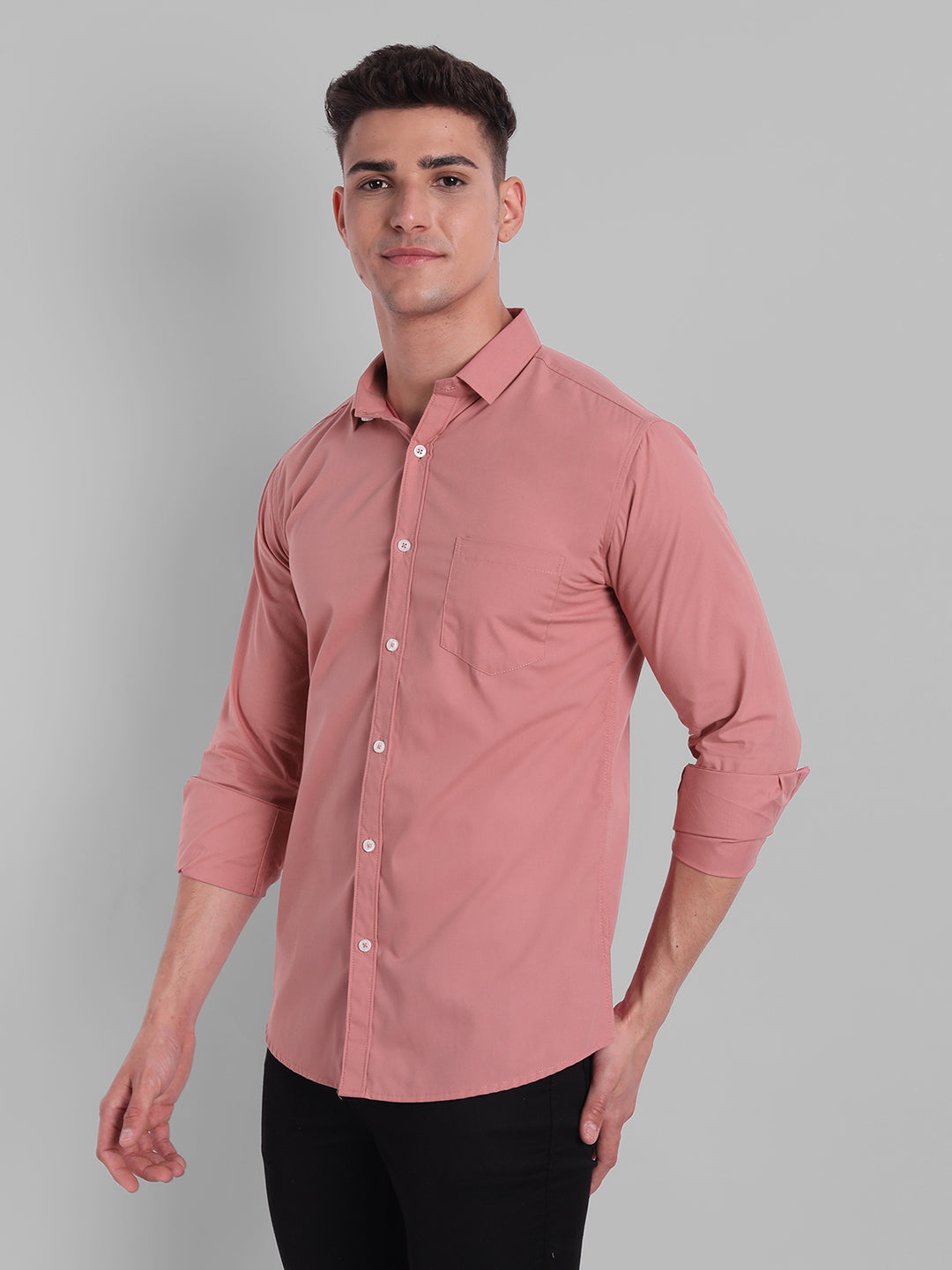 Groovy Pure Cotton Solid shirt - Dusty Pink