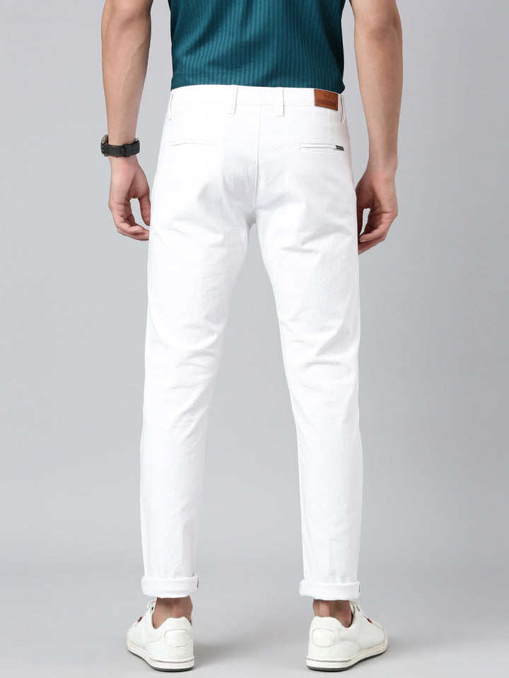 Majestic Man Regular Fit Solid Casual Trouser - White