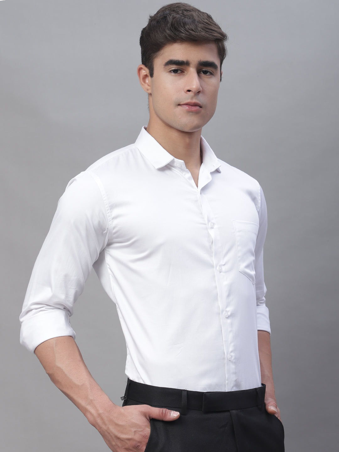 Paramount Pure Cotton Solid Shirt - White