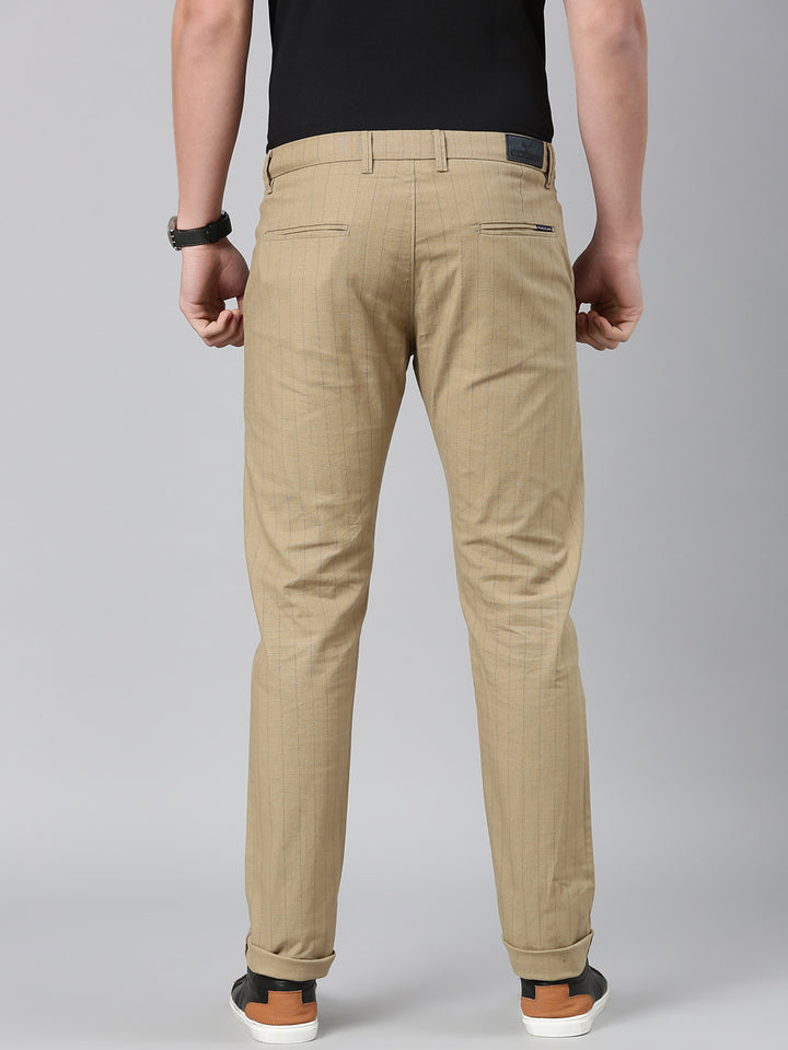 Majestic Man stripe Casual Solid Trouser - Beige