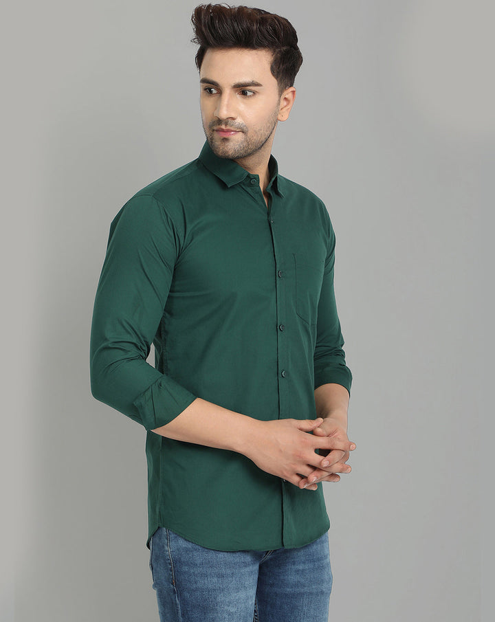 Groovy Pure Cotton Solid shirt - Dark Green