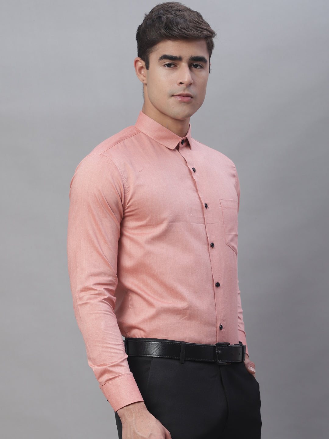 Tailored fit & Comfortable Solid Cotton Shirt - Peach