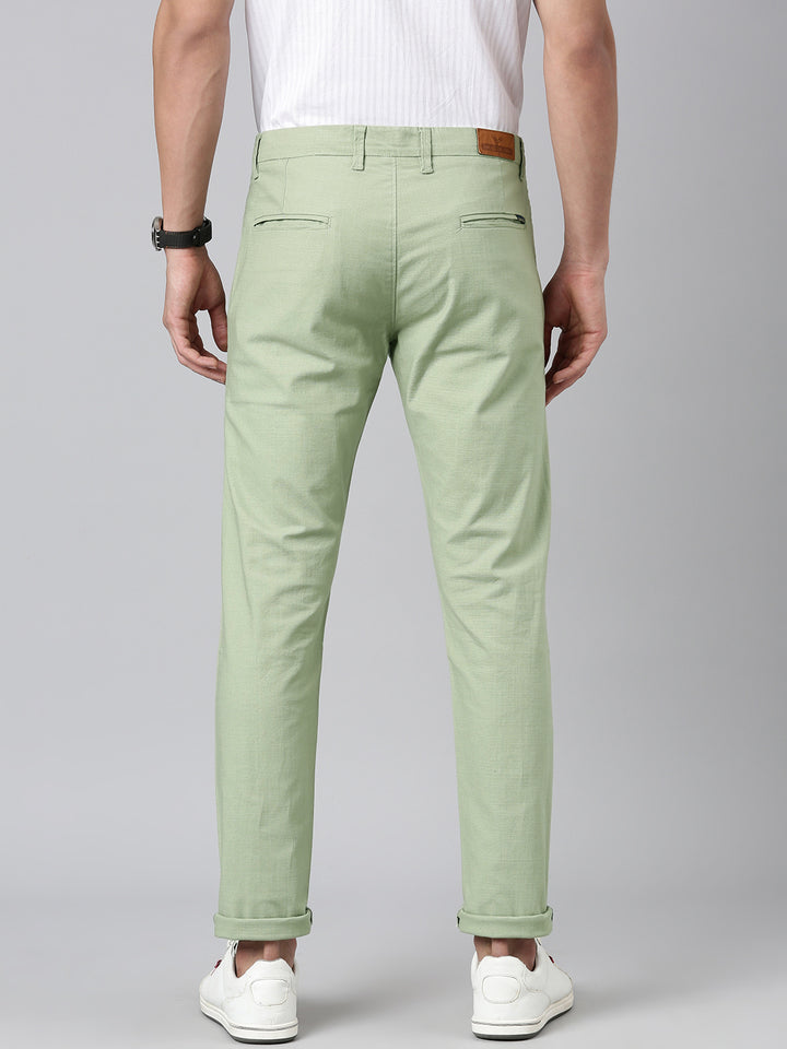 Majestic Man Regular Fit Solid Casual Trouser - Sage Green