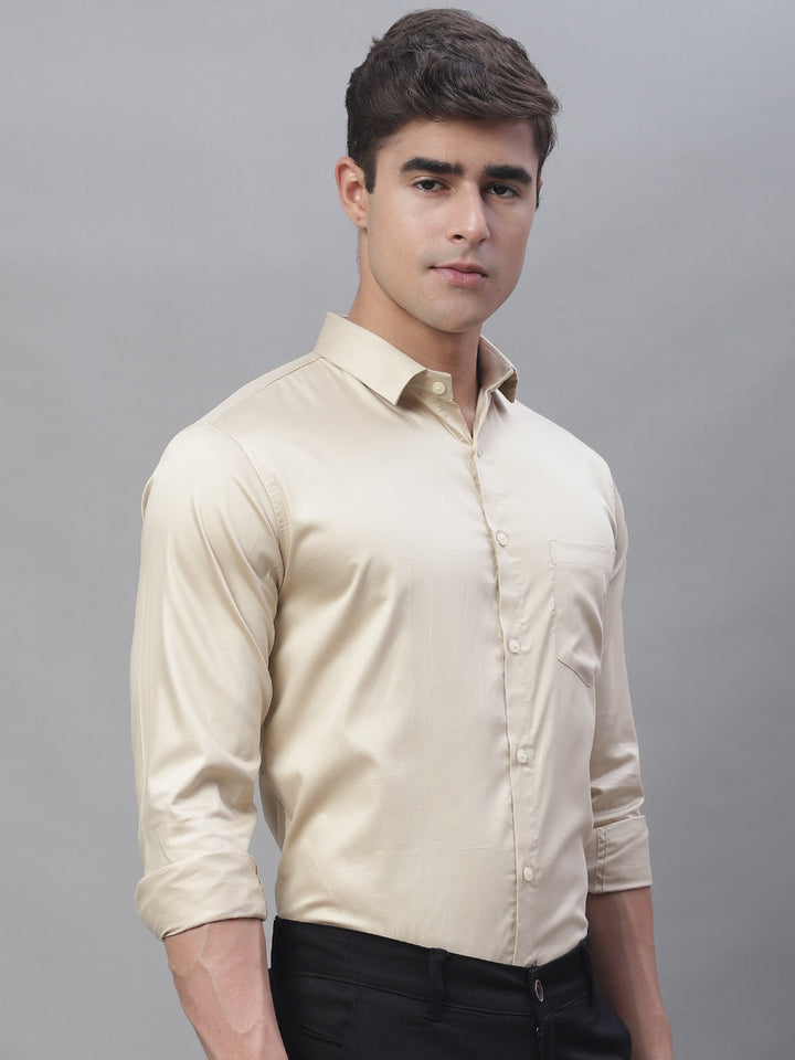 Paramount Pure Cotton Solid Shirt - Cream