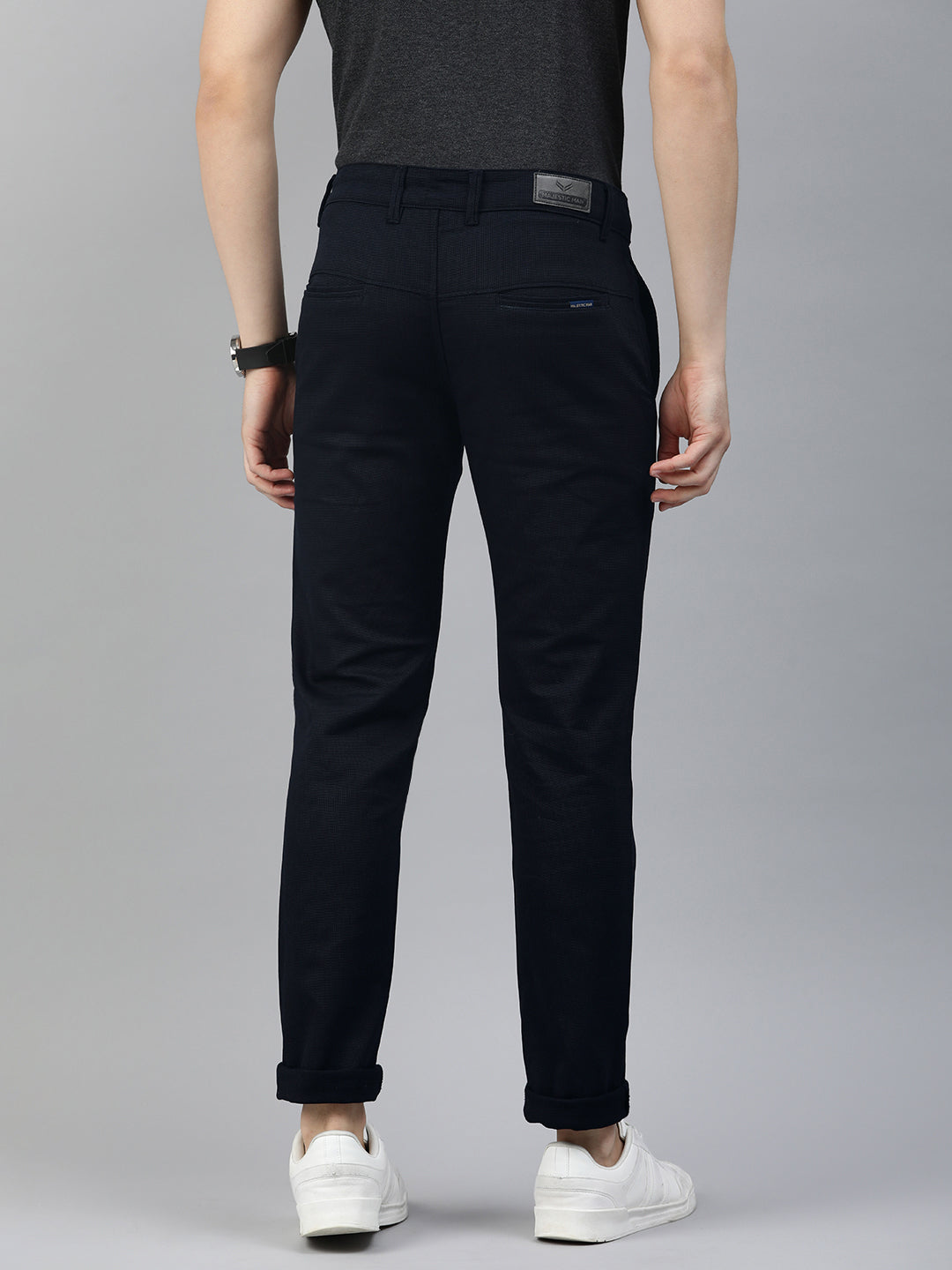 Majestic Man Casual textured Trouser - Navy Blue