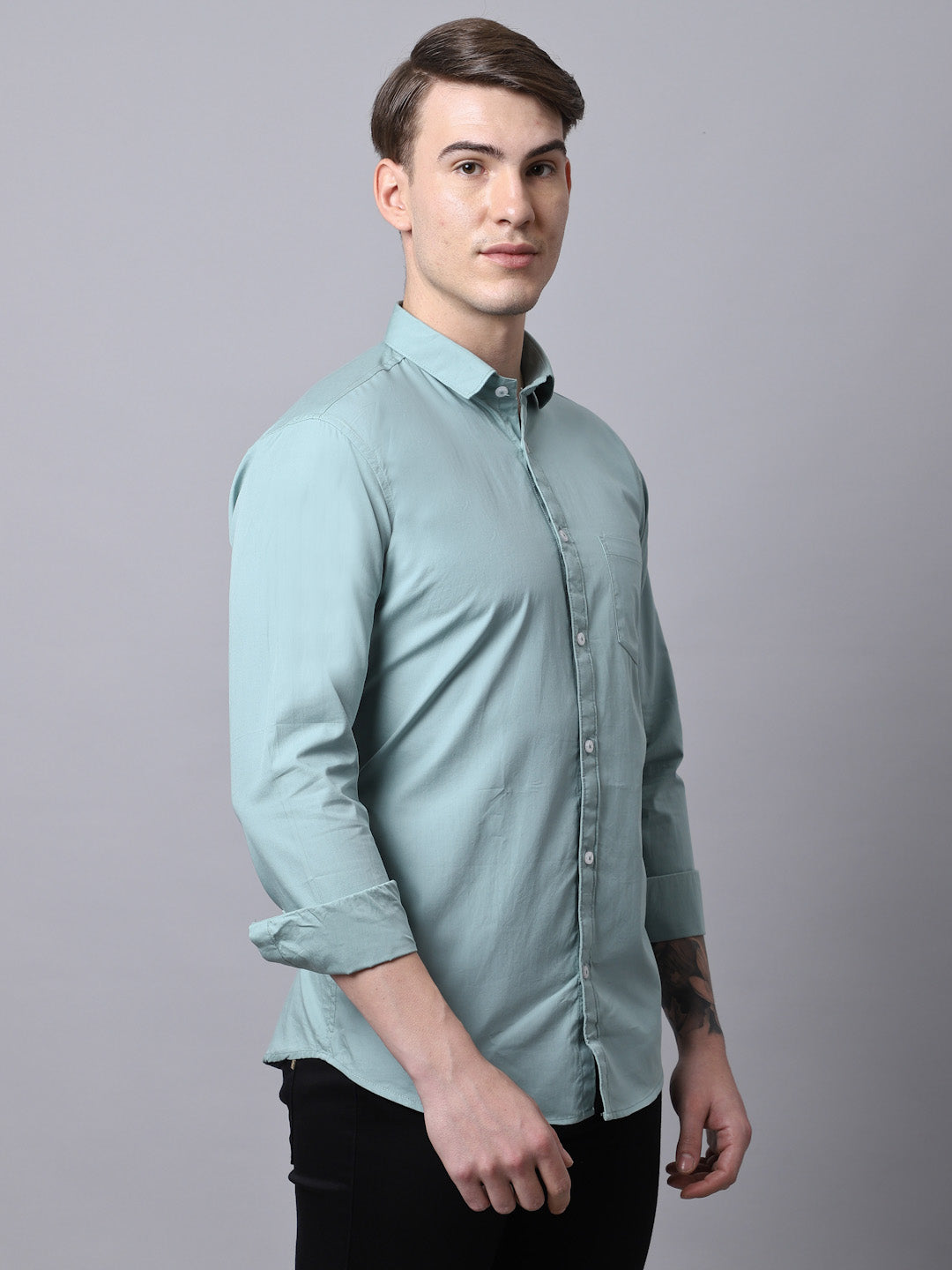 Majestic Man trendy Casual Solid Shirt - Light Green