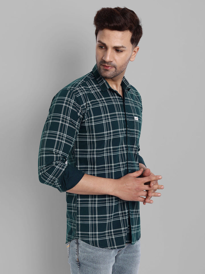 Classic Checkmate Pure Cotton Checkered Shirt - Teal Blue