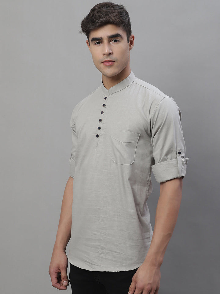 Pure Cotton timeless trendy Solid Kurta - Light Grey