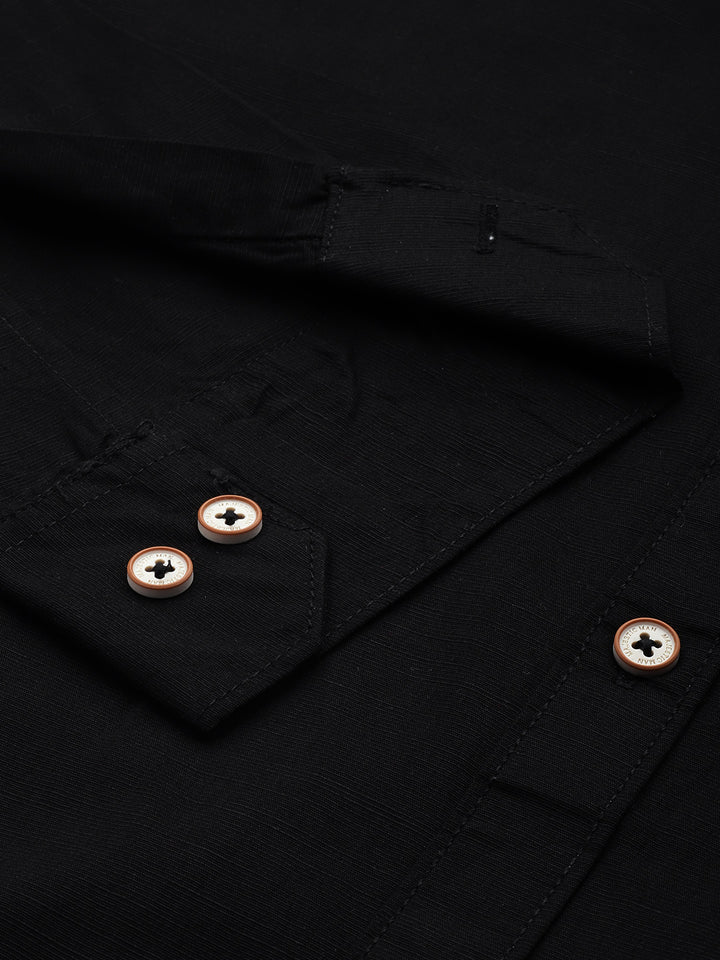 Pure Cotton Casual Men's Shirt - Black