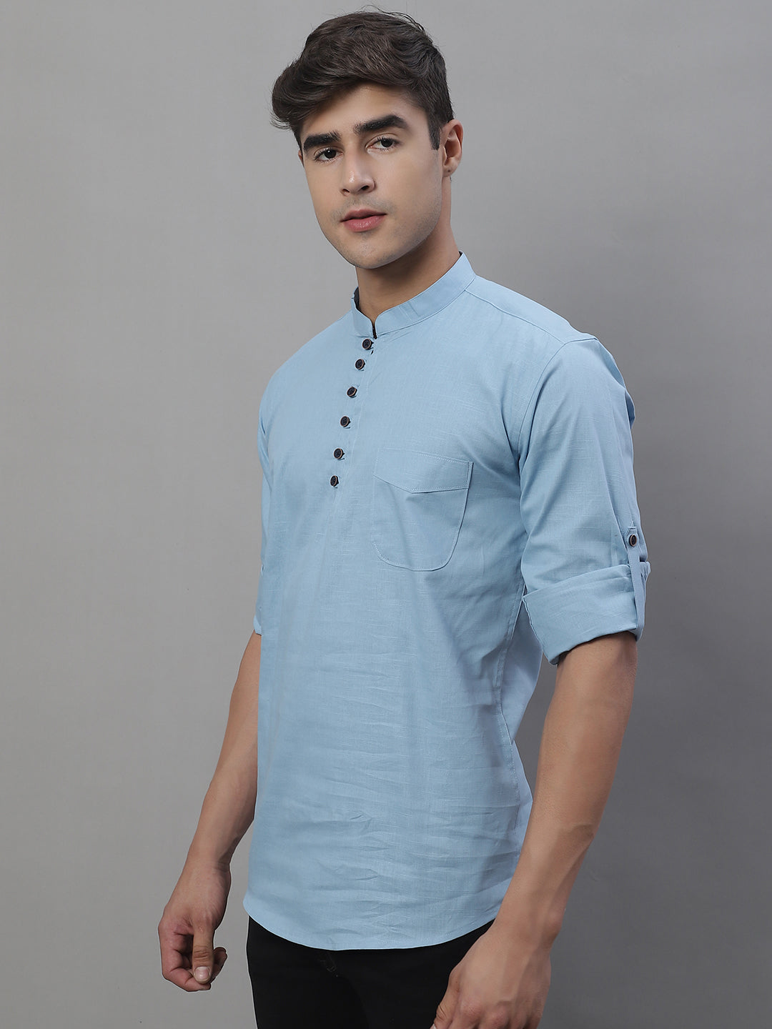 Pure Cotton timeless trendy Solid Kurta - Light Blue