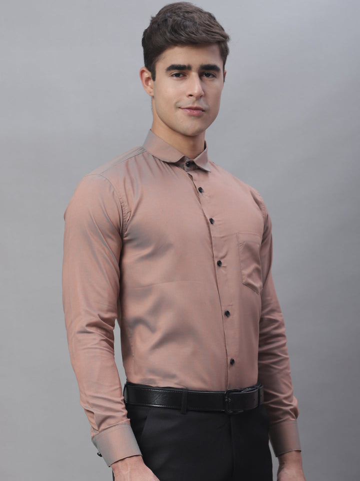 Tailored fit & Comfortable Solid Cotton Shirt - Copper
