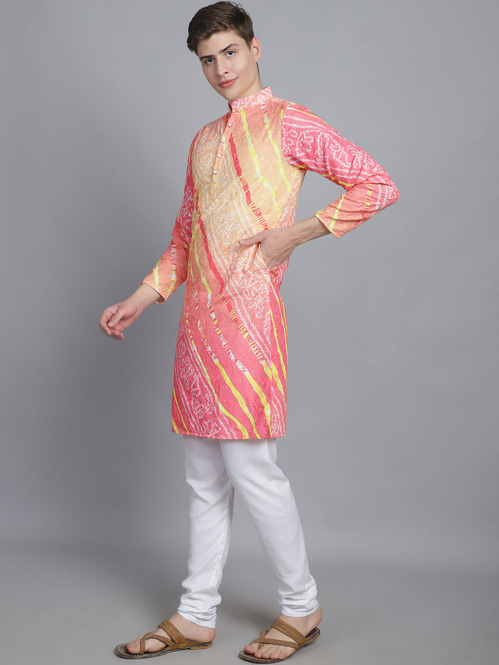 Exquisite Elegance Embroidered Long Kurta-peach yw