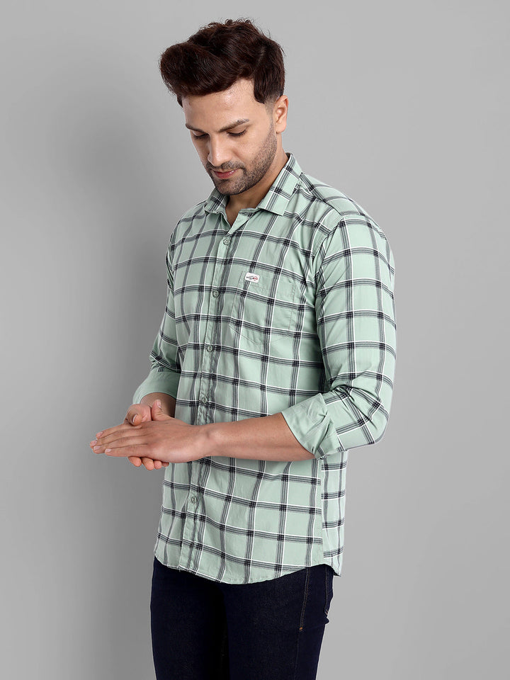 Classic Checkmate Pure Cotton Checkered Shirt - Light Green