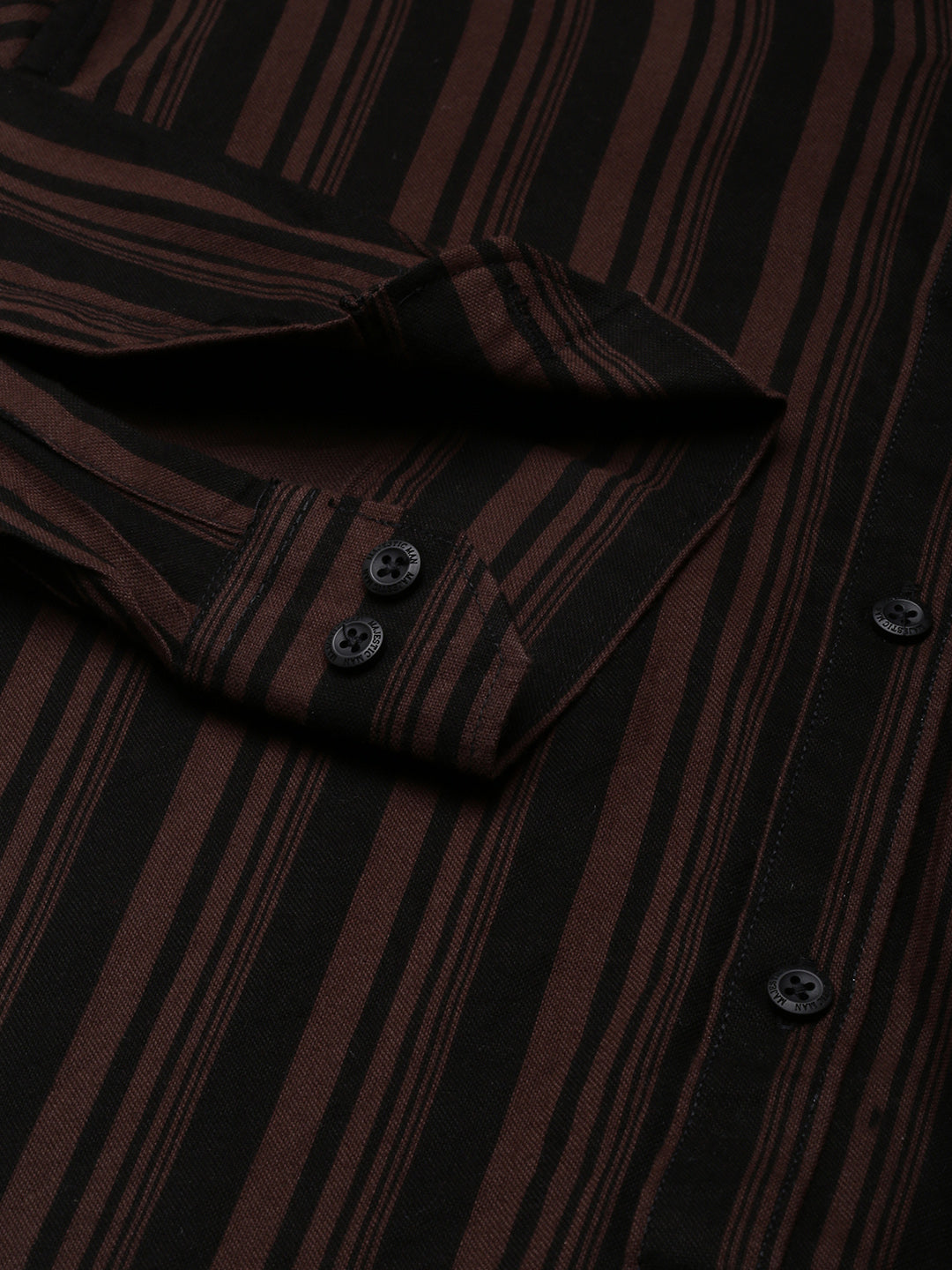 Men's Pure Cotton Slim Fit Striped Shirt - Brown