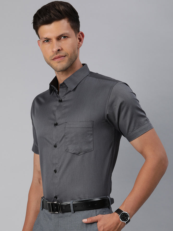 Finest Formal Half Shirt-Dark Grey