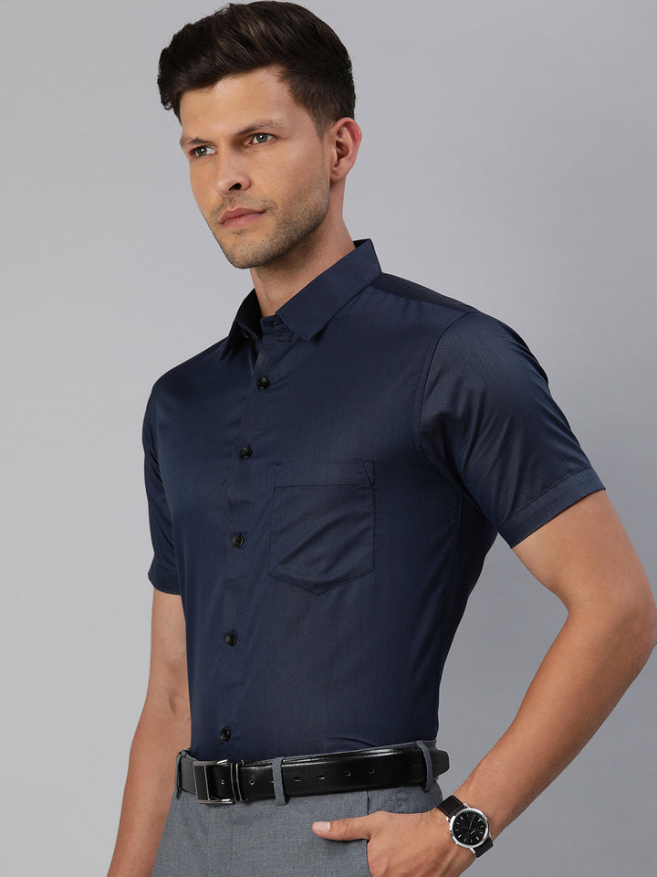 Finest Formal Half Shirt-Navy Blue