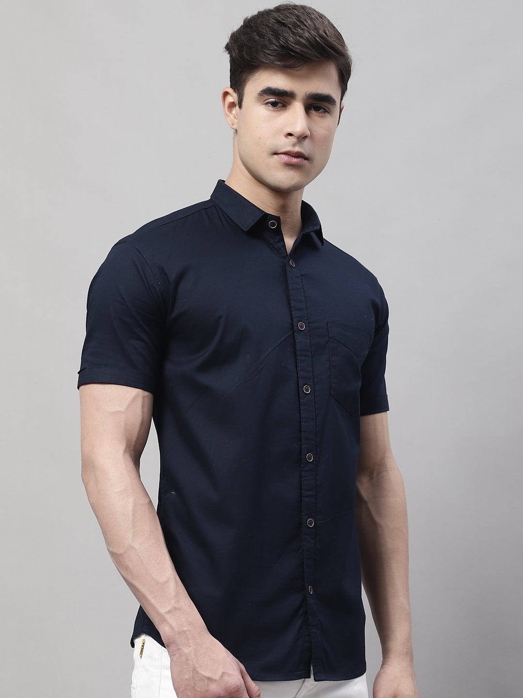 Unique and Fashionable Pure Cotton Half shirt - Navy Blue