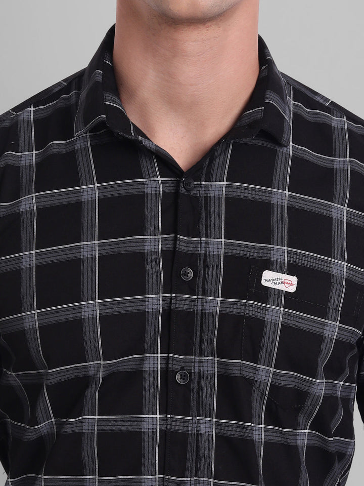 Classic Checkmate Pure Cotton Checkered Shirt - Black