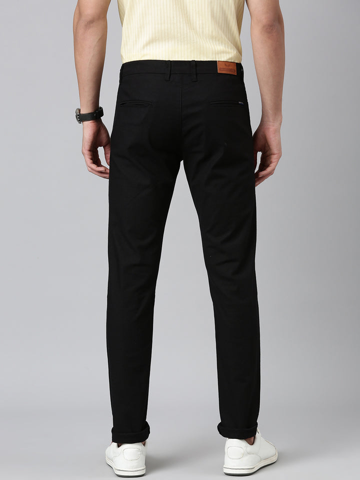 Majestic Man Regular Fit Solid Casual Trouser - Black