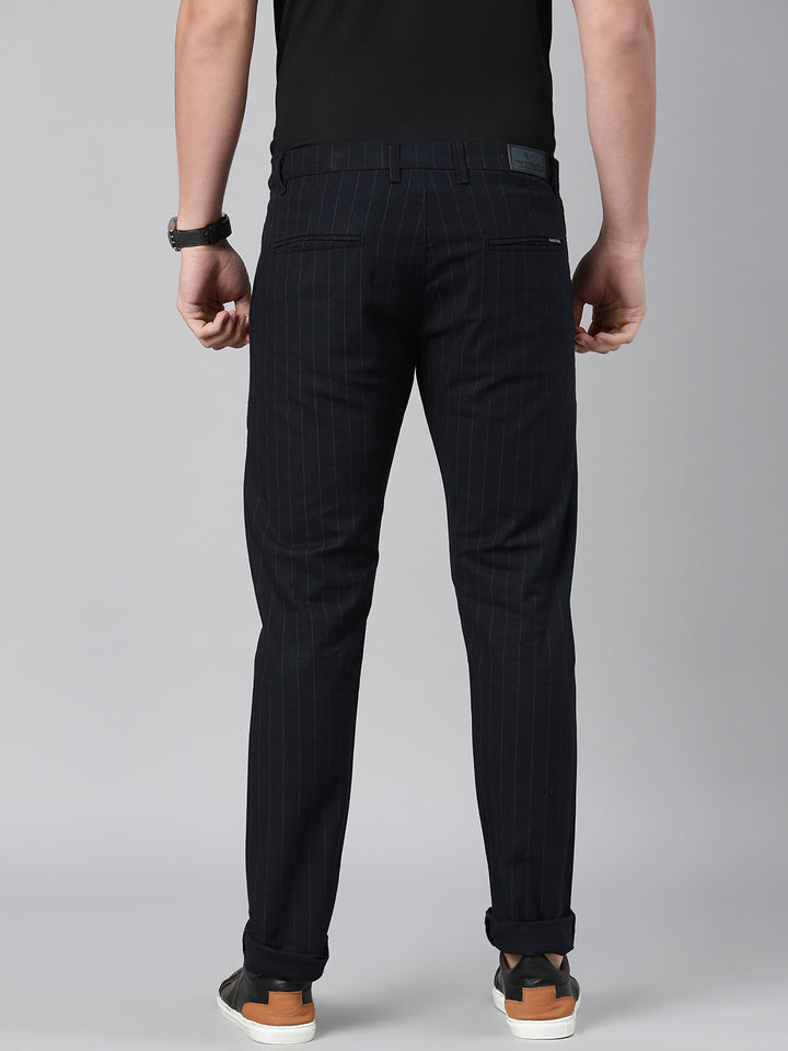 Majestic Man stripe Casual Solid Trouser - Navy Blue