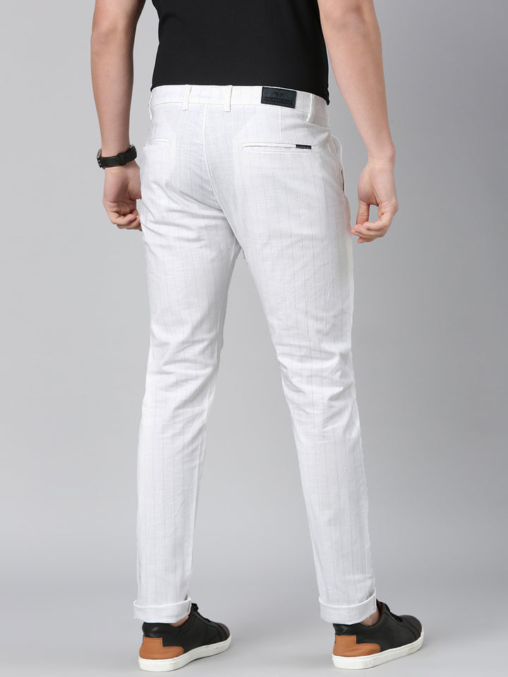 Majestic Man stripe Casual Solid Trouser - White