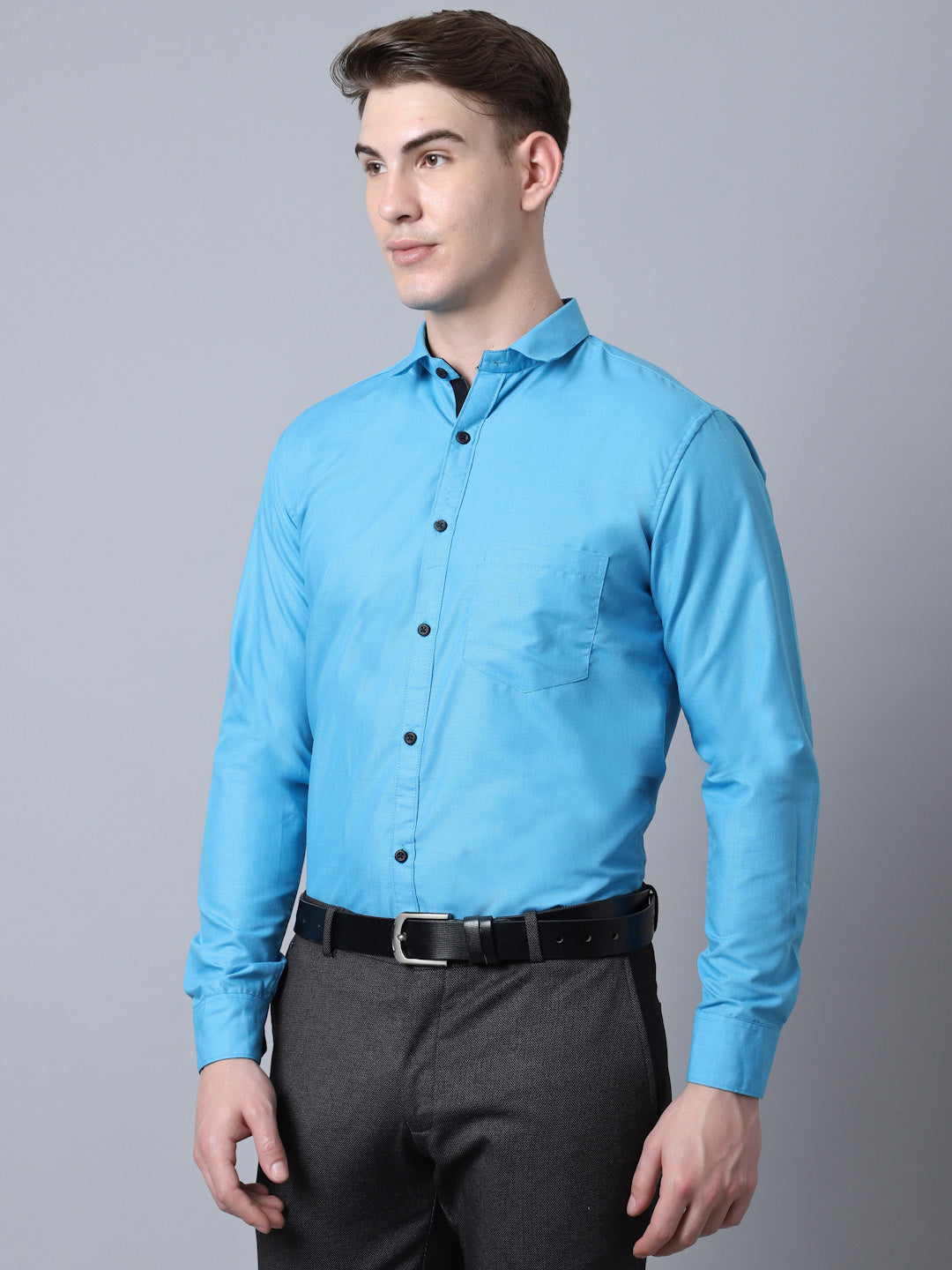 Majestic Man Versatile Solid Formal Shirt - Firozi