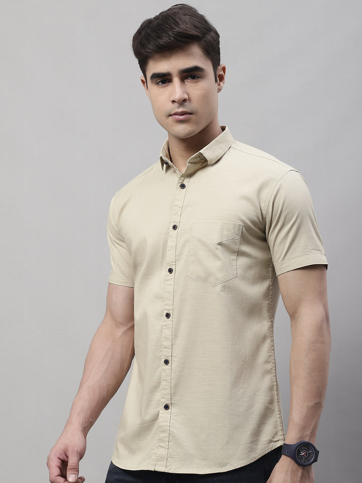 Unique and Fashionable Pure Cotton Half shirt - Beige