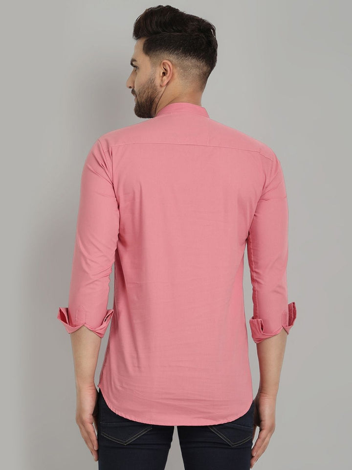Classic Elegance pure cotton solid Short kurta - Pastel Pink