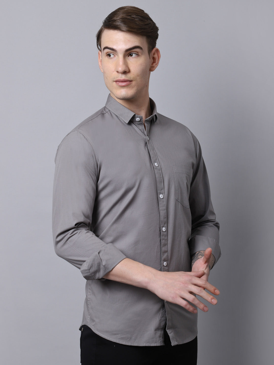 Majestic Man trendy Casual Solid Shirt - Grey