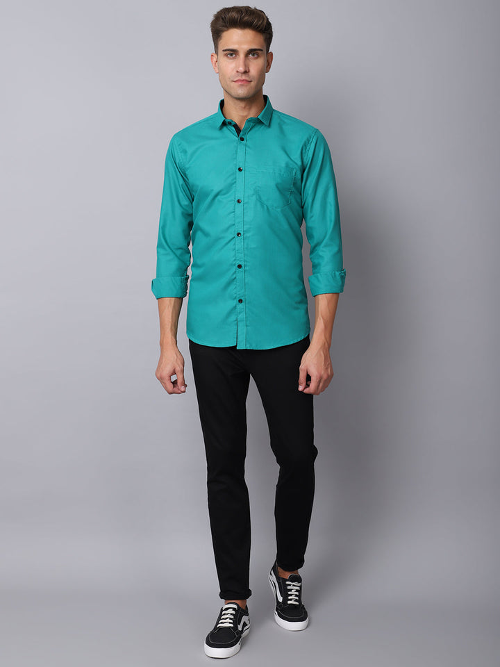 Appriciable Casual Solid Shirt - Teal Blue