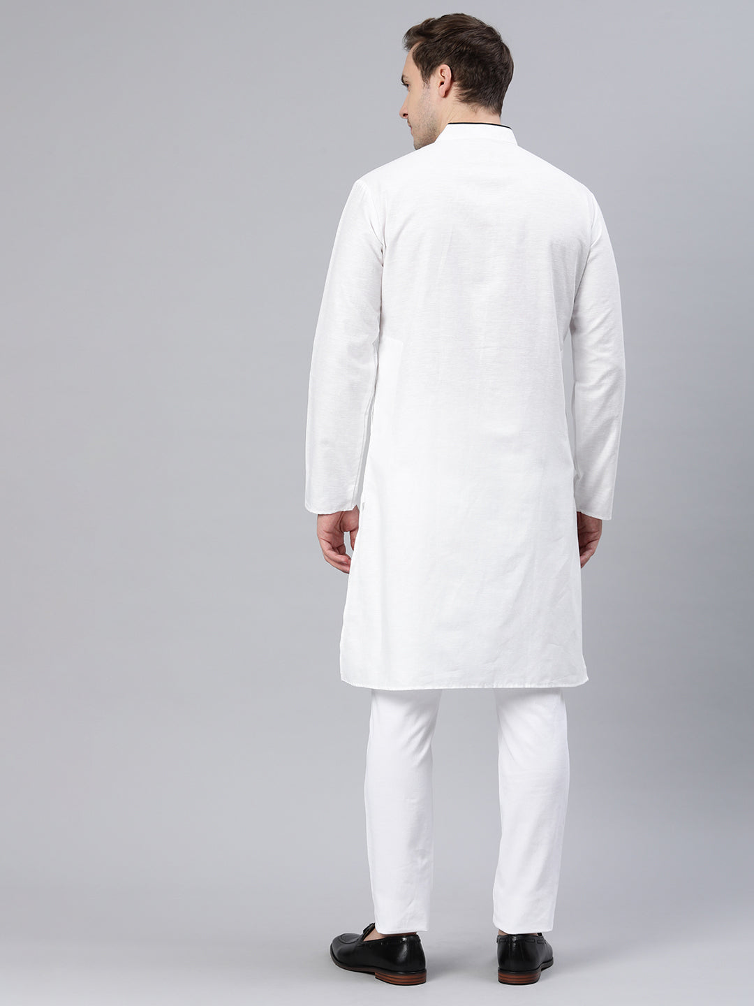 Majestic Man Regular Woven Design Fancy Long Kurta - White
