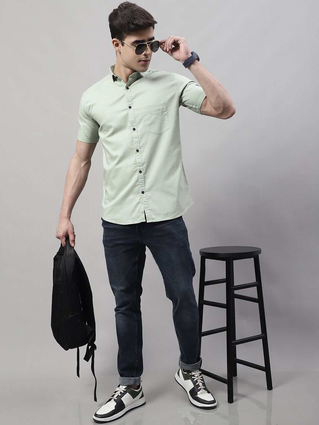 Unique and Fashionable Pure Cotton Half shirt - Light Green