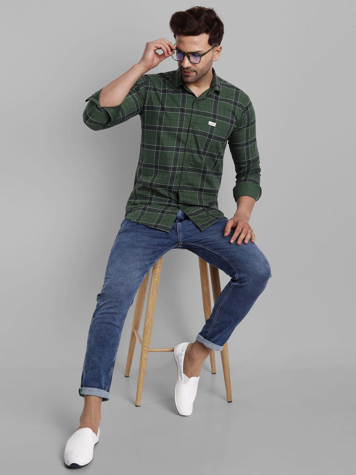 Classic Checkmate Pure Cotton Checkered Shirt - Bottle Green