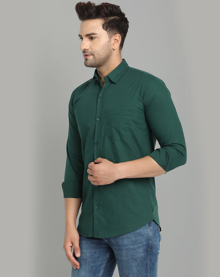 Groovy Pure Cotton Solid shirt - Dark Green