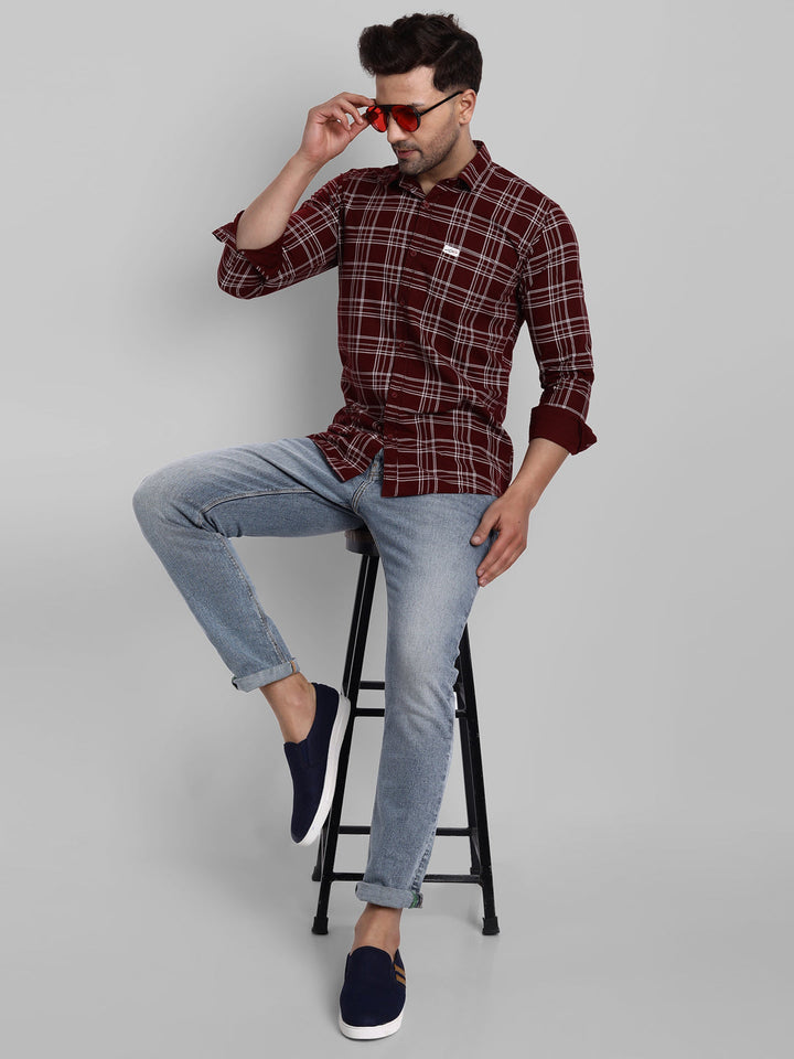 Classic Checkmate Pure Cotton Checkered Shirt - Maroon