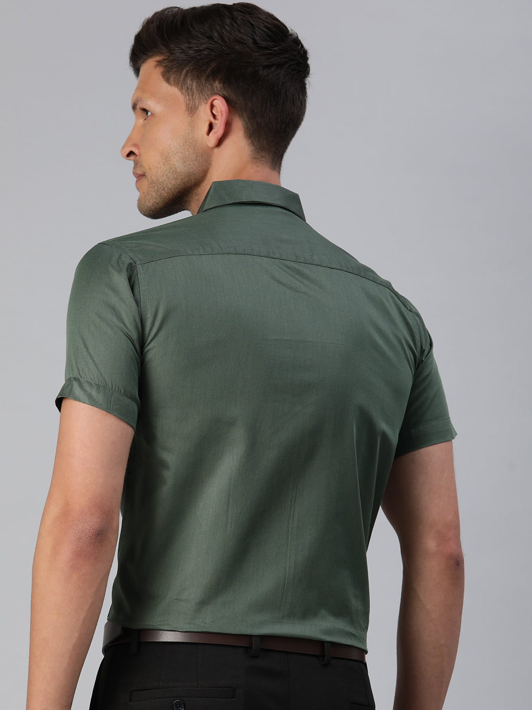 Finest Formal Half Shirt-Dark Green