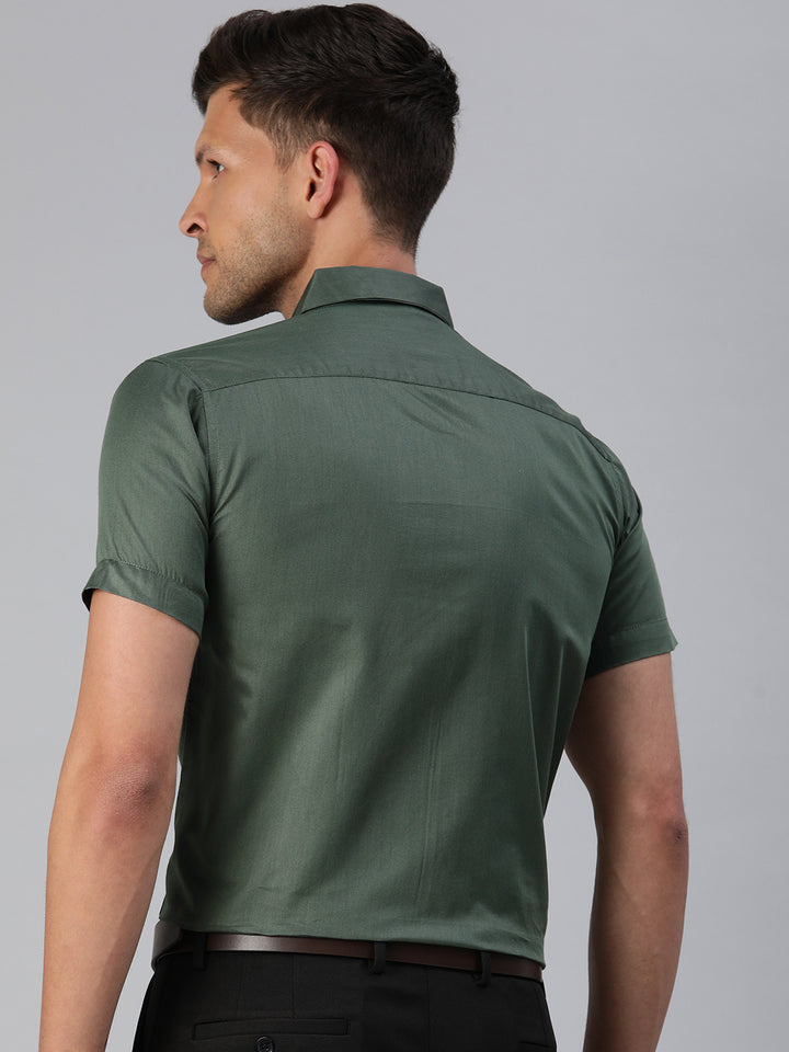 Finest Formal Half Shirt-Dark Green